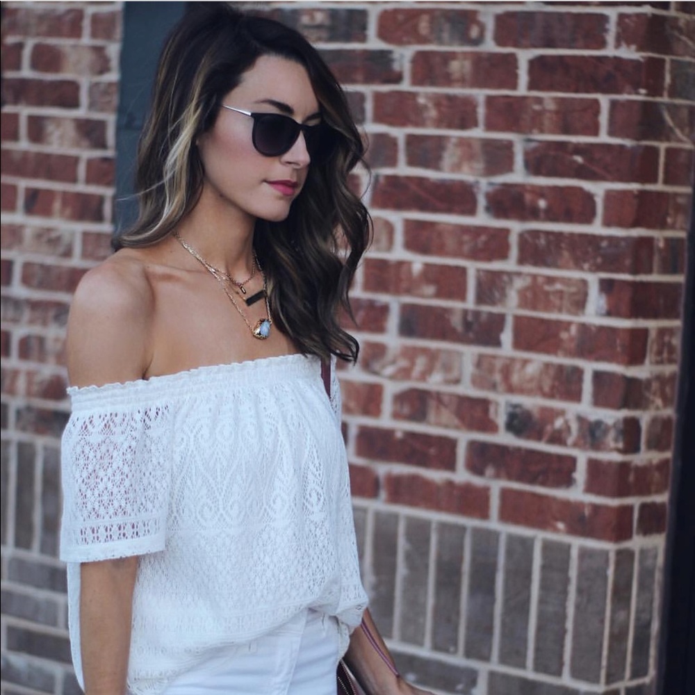 Ivory lace off the shoulder top